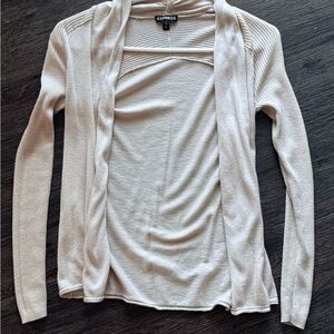 Express Light Beige Open Front Cardigan